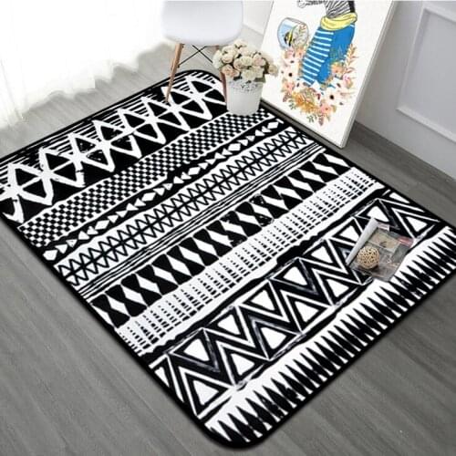 Nordic Style Living Room Area Rugs Thick Soft Black White Geometric Home Decor Floor Mat Bedroom Bedside Kids Play Tent Carpets