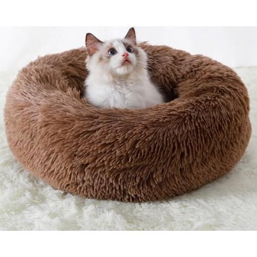 Round Cat Bed House Soft Long Plush Basket Pet Sleeping Bag Puppy Cat Cushion Mat Portable Supplies Best Pet Dog Bed For Dogs