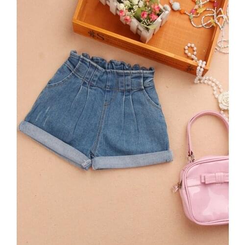 Girls Summer Shorts 2020 Children Elastic Waist Denim Pants for Baby Girl Teenage Cotton Loose Blue Jeans Shorts Girls Clothing