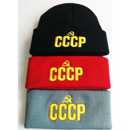 Embroidery CCCP Men Knitted Hat Hip Hop Russia Winter Skullies Beanie Hip-hop Warm Women Hat Bonnet Outdoor Sports Male Ski Cap