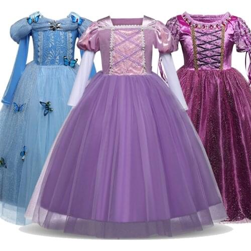Fancy Princess Girls Dress Halloween Party Costume Children Girls Princess Cosplay Dress up Halloween Dress 4-10 Years