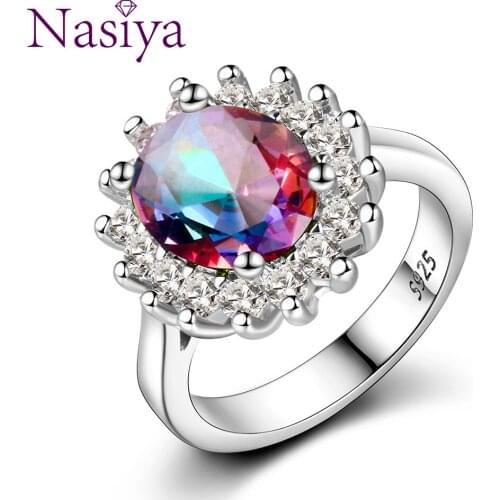 Nasiya New Multicolor 100% 925 Sterling Silver Rings Flower Romantic Finger Ring for Women Wedding Jewelry Wholesale Size 6-10