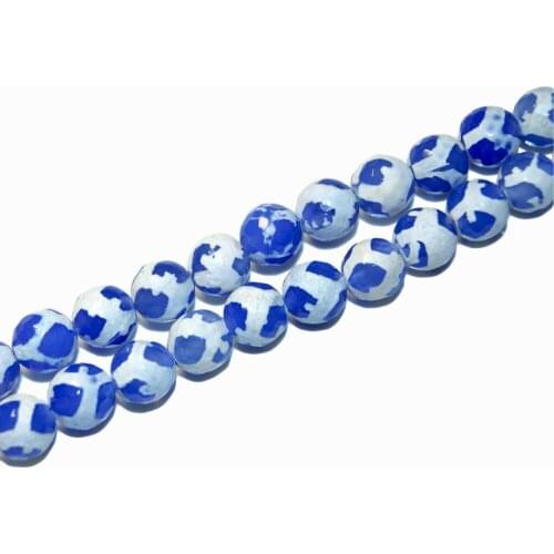 Wholesale High-Quality Fashion Blue And White Natural Stone Beads 8/10/12 MM 15 "Strand Diy Necklace Bracelet Jewelry Making