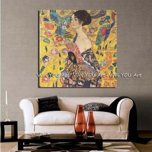 Handmake Signora By Gustav Klimt Reproduction Oil Painting Canvas Scandinavian Art wall painting Wall Picture for Living Room