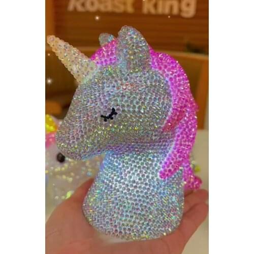 Creative Unicorn Night Light Little Dragon Horse Sticky Rhinestones Wedding Decoration Party Supplies Birthday House Decoration