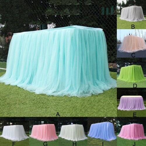 Tulle Table Skirt Elastic Mesh Tulle Tableware Tablecloth For Wedding Party Table Decoration Home Textile Accessories