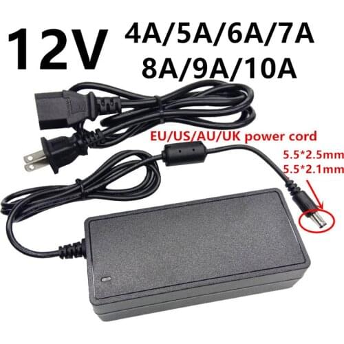 12V universal AC DC power adapter 12V 4A 5A 6A 7A 8A 9A 10A Power Supply 12 v Adaptor LED Driver 12 volt Switch adaptador