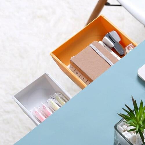 Under Desk Storage Box Stick Drawer Type Dormitory Table Bottom Hidden Storage Office Supplies Sorting Box Organizer Drawer