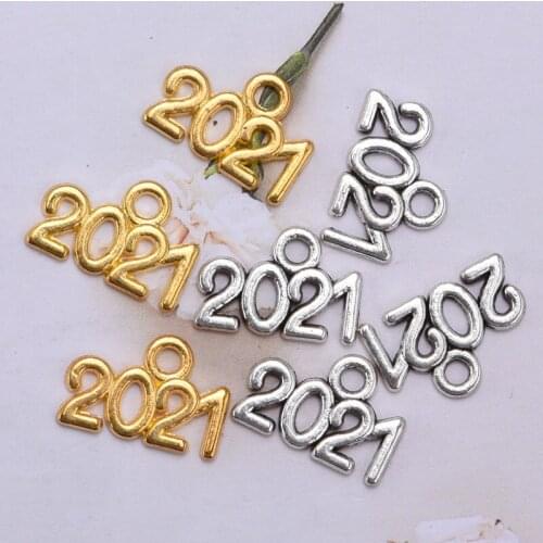 100pcs/set 2021 Numbered Pendants Diy Jewelry Antique Golden Number Jewelry Pendant 10x14mm
