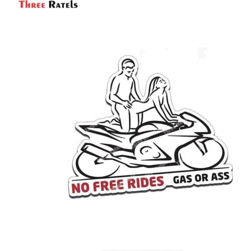 Three Ratels D189 NO FREE RIDES Gas or Ass Funny Car Sticker Waterproof Decal for Bike JDM Race Motorcycle Accessories