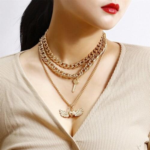 Ladies Popular Vintage Golden Love Pearl Multilayer Openwork Necklace Women Clothing Accessories Jewelry Gift цепи на шею
