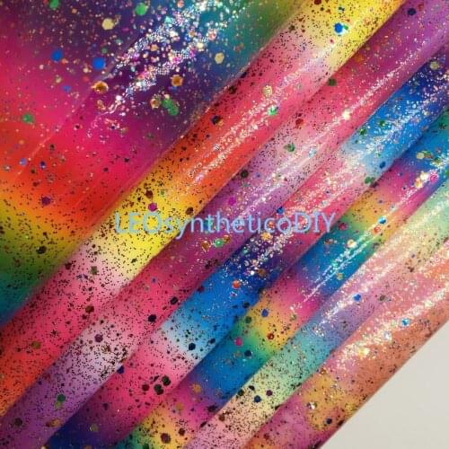 1PC 21X29CM Rainbow Stripes Synthetic Leather Fabric Leather Sheets, PU Leather For Making Bows LEOsyntheticoDIY 9S09C