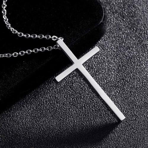 1 Piece Titanium Steel Cross Pendant Necklace Jewelry Prayer Necklaces Best Gift For Men Women