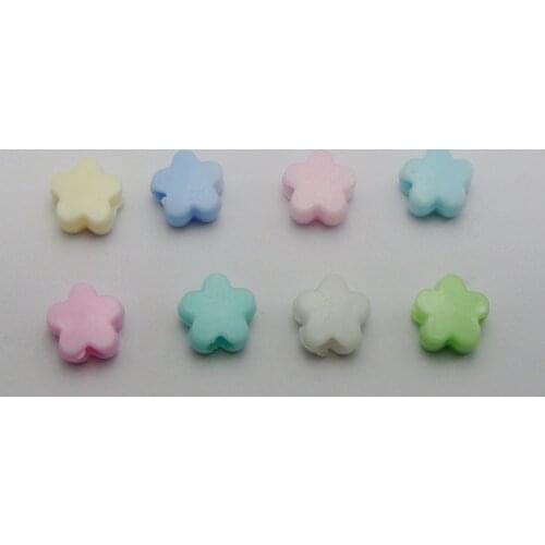 100 Mixed Pastel Color Acrylic Flower Pony Beads for Kids Kandi Craft