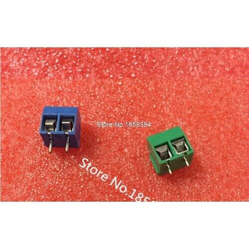 20PCS/LOT KF301-5.0-2P KF301 Screw 2Pin 5.0mm Straight Pin PCB Screw Terminal Block Connector Blue and green