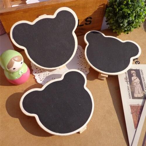 20pcs Mini Blackboard Wood Clip Creative Bear Cloud Heart Shape Chalkboard Wedding Party Table Decoration Note Message Board