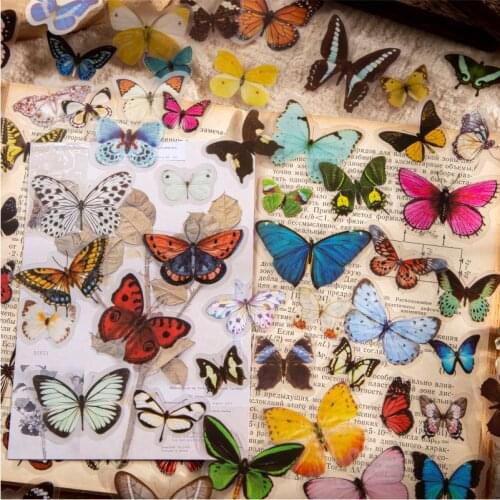 30pcs Not the same Butterfly Stickers Decorative collage Scrapbooking material Sticker for Scrapbooking Calendars Art Diy Crafts