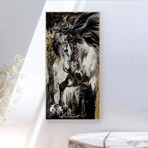 Diamond embroidery large Size Black and White horse 5D Diy diamond painting Full Square Round Drill animal mosaic stickerZP-2759