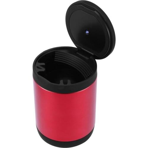 Car Ashtray LED Light Alloy Ash Tray Aluminum Cup Portable Smokeless Auto Ashtray Flame Retardant Cigarette Holder Box