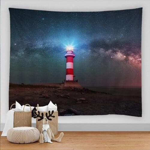 Big Tapestry Universe Galaxy Beautiful Night Sky lighthouse Printed Large Wall Hanging Hippie Bohemian Wall Tapestries Art Decor