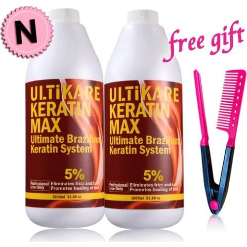 2pcs Brazilian Keratin Treatment DIY At Home 5% Keratin Hair Treatment Straightening Smooth Hair Get Free A Red Comb