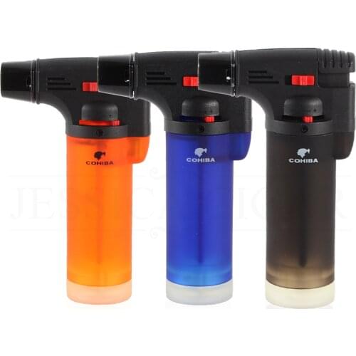 COHIBA Torch Lighter Gas Cigar Lighter Windproof 1 Flame Jet Cakmak Lighters Refillable Butane Lighter Burner 2020