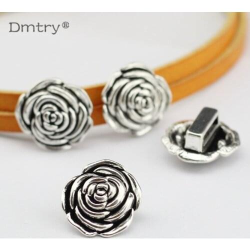 Dmtry 5pcs High Quality Mental Zinc Alloy Ancient Silver Rose Flowers Jewelry Findings Casting DIY Handmade Parts LC0020