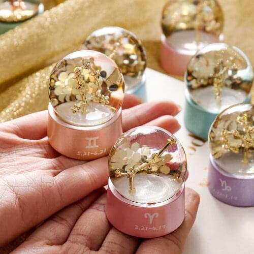 Twelve Constellations Zodiac Gift Home Decoration Accessories for Living Room Ornaments Birthday Present Resin Crystal Ball