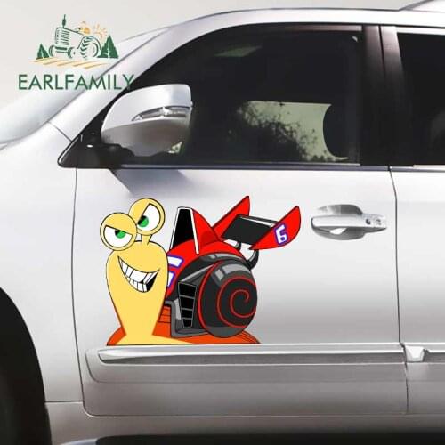 EARLFAMILY 50cm x 37cm Big Car Stickers for Turbo Snail Cartoon Decals Waterproof Personality JDM Vinyl Car Wrap Scratch-Proof