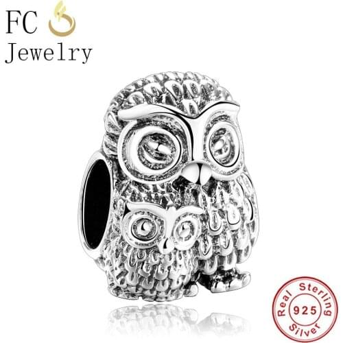 FC Jewelry Fit Original Brand Charms Bracelet Pulseira 925 Sterling Silver Antique Cute Owl Bead Masculina Women Berloque 2019