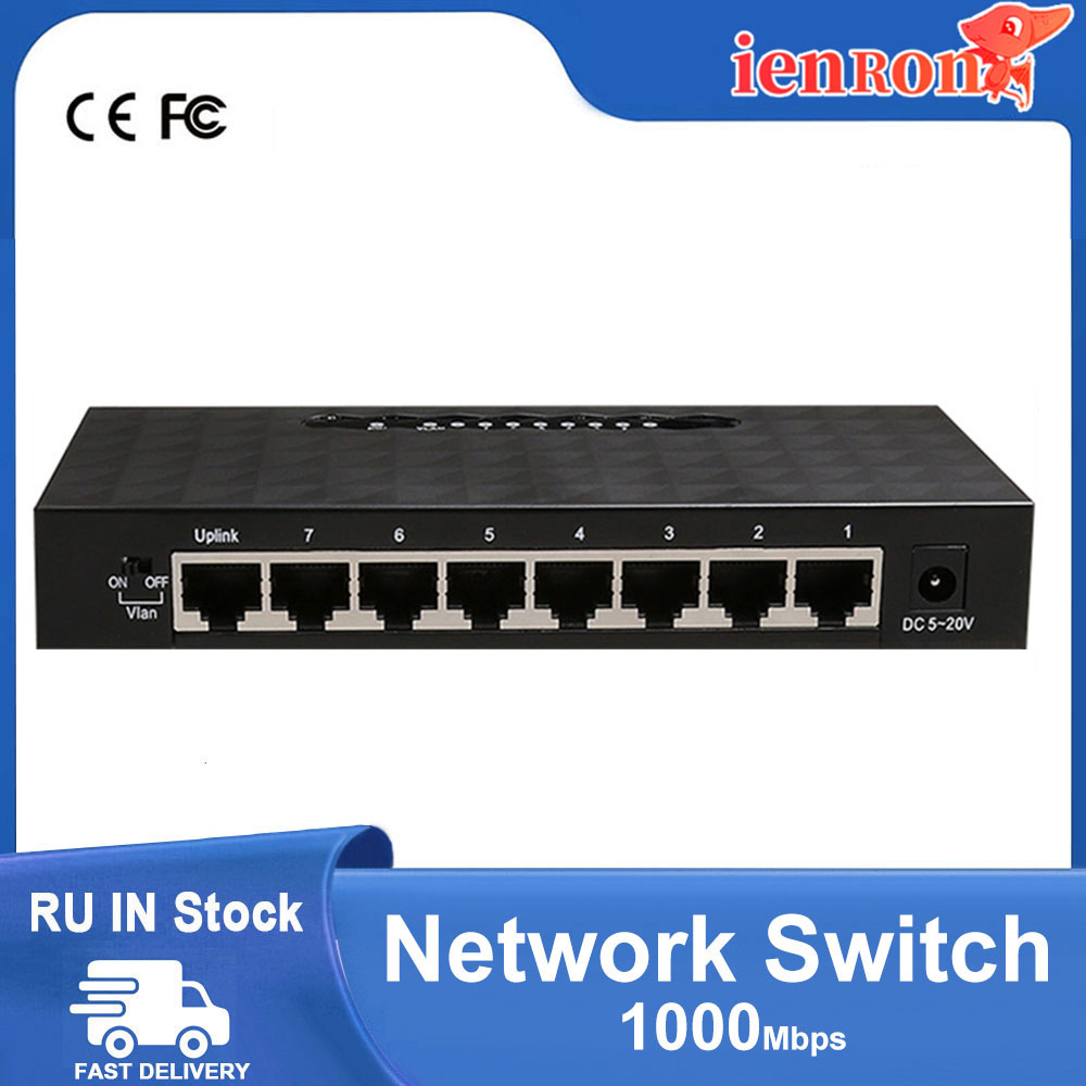 Gigabit Nerwork 8 Port Switch 10/100/1000Mbps Gigabit Ethernet Network Switch Lan Hub High Performance Ethernet Smart Switcher