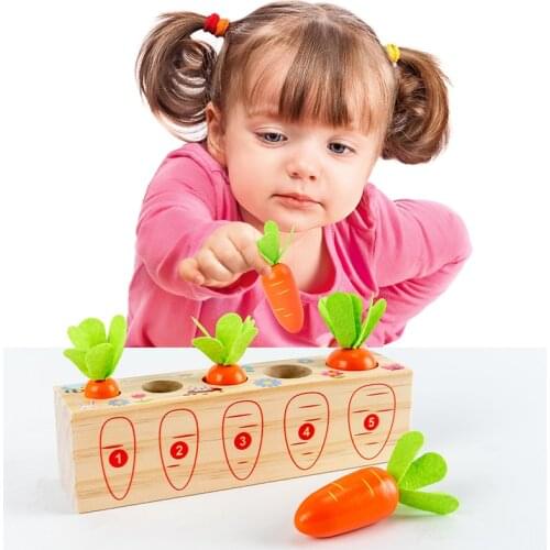 One to two-year-old baby toys pull radish fruit simulation wooden space size to put together 1-2 years old early education puzzl
