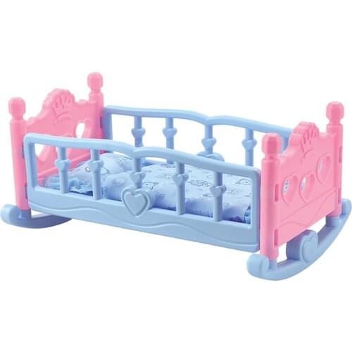 Rocking Cradle Crib Bed Bedroom Furniture For 25cm Mellchan Dolls Accessory