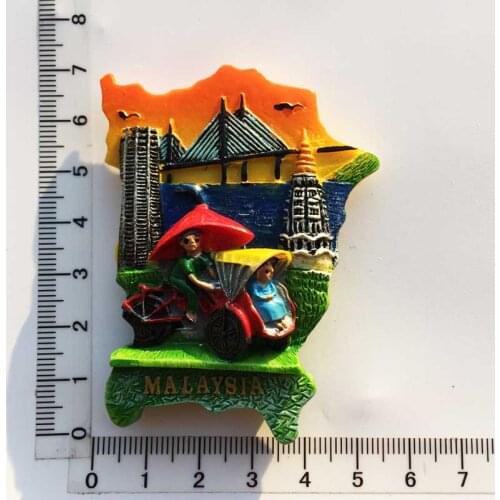 Malaysia creative humanities landscape tourism commemorative crafts human sightseeing tricycle magnet refrigerator stickers