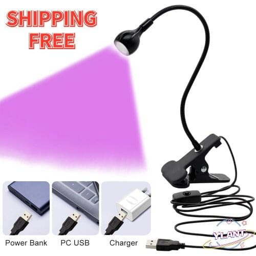 Mini Clip-On Flexible Bright Led UVLamp Adjustable Glue Nail Dryer Cash Medical Product Detector with Switch USB Led Desk Light