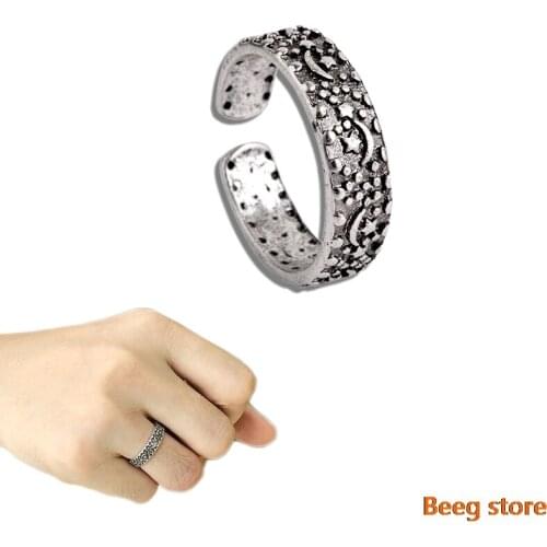 Fashion vintage sun moon rings for women men adjustable finger ring retro punk gothic accessories designer jewelry silver color
