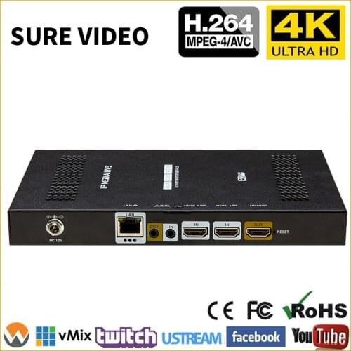 MPEG-2H.4K 264 HDMI To IP Video Stream Encoder Live Streaming HD Video IPTV Encoder 2 Channels HDMI To HTTP RTSP RTMP Encoder H2
