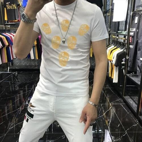 New Arrival Hot Selling Style Street High Quality Hip-Hop Men T-Shirt O-Neck Brand Skull Diamond Short Sleeve