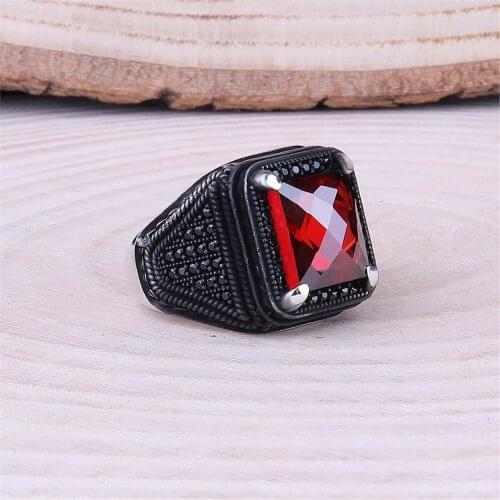 Red Zircon Cubic Zirconia Micro Stone Inlaid 925 Sterling 925 K Silver Men 'S Ring
