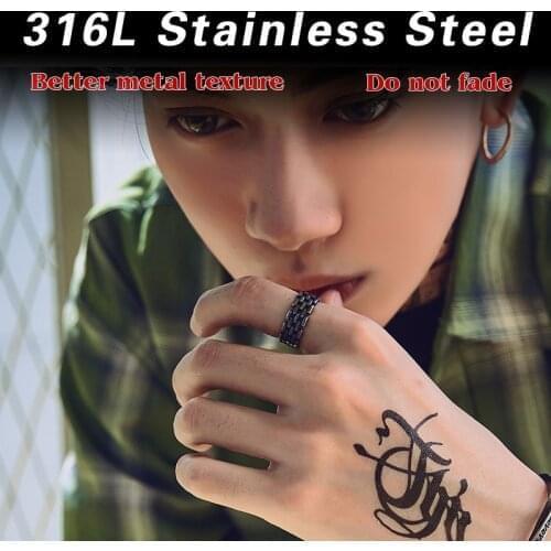 Beier 316L Stainless Steel Simple chain of rings steel colour fashion Couple ring the high quality jewelry LR537