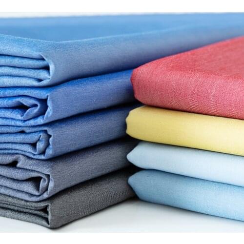 No Elasticity Cotton Polyester Washed Denim Fabric Summer Thin For Quilting Shirt Pants Skirt By Meters