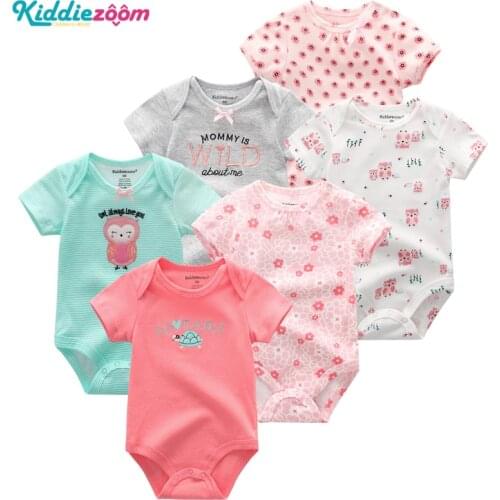 6PCS/Set Unisex Newborn Baby Girl Clothes 100%Cotton Baby Boy Clothes Cartoon Infant Baby Clothes Jumpsuits O-neck Baby Rompers