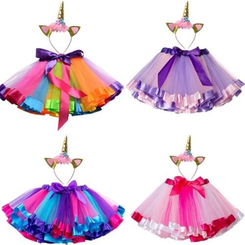 Newborn Kids Skirt Baby Girls Tutu Skirt Ballerina Pettiskirt Fluffy Children Headband + Ballet Skirts For Princess Party Dance