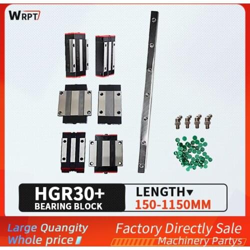 Precision linear guide 1PCS HGR30 + 2PCS block steel protection, square rail, extended flange / square slider L = 150MM-1150MM