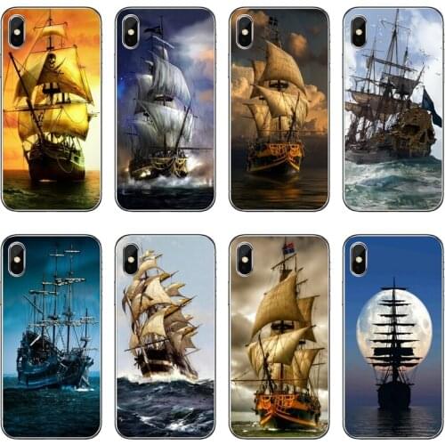 Sailing Ship moon Transparent Phone Case For iPhone 12 11 Pro Max Mini XS Max XR X 8 7 Plus 6 6S Plus 5 5S SE 2020