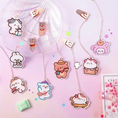 Cute Cartoons Dog Rabbit Pendant Metal Bookmarks Stationery School Office Book Marker Page Clip Student Gift