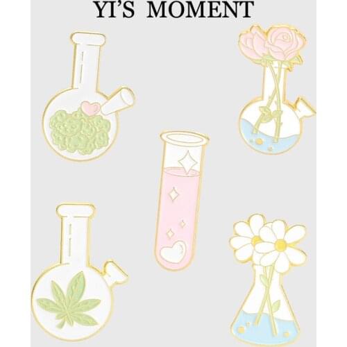 The glass vase Metal Enamel Pins and Brooches for Women Men Lapel Pin Backpack Bags Hat Badge