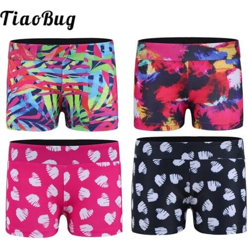 TiaoBug Kids Colorful Printed Activewear Ballet Shorts Girls Yoga Sports Casual Short Pants Workout Gymnastics Shorts Dance Wear