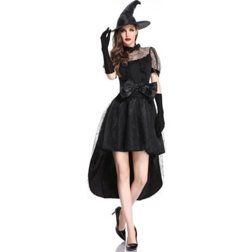 Women Sexy Witch Cosplay Costume Halloween carnival black Fancy Dress Female Magician Costumes Party Girls Outfit