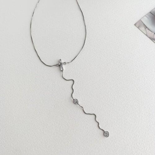 TIMEONLY Elegant Cubic Zircon Cross Long Pendant Neckalces for Women Ladies 2021 Fashion Crystal Neckalce Japan Style Jewellery